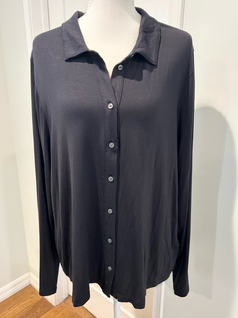 J. Crew Factory Black Button-Up Shirt with Collar